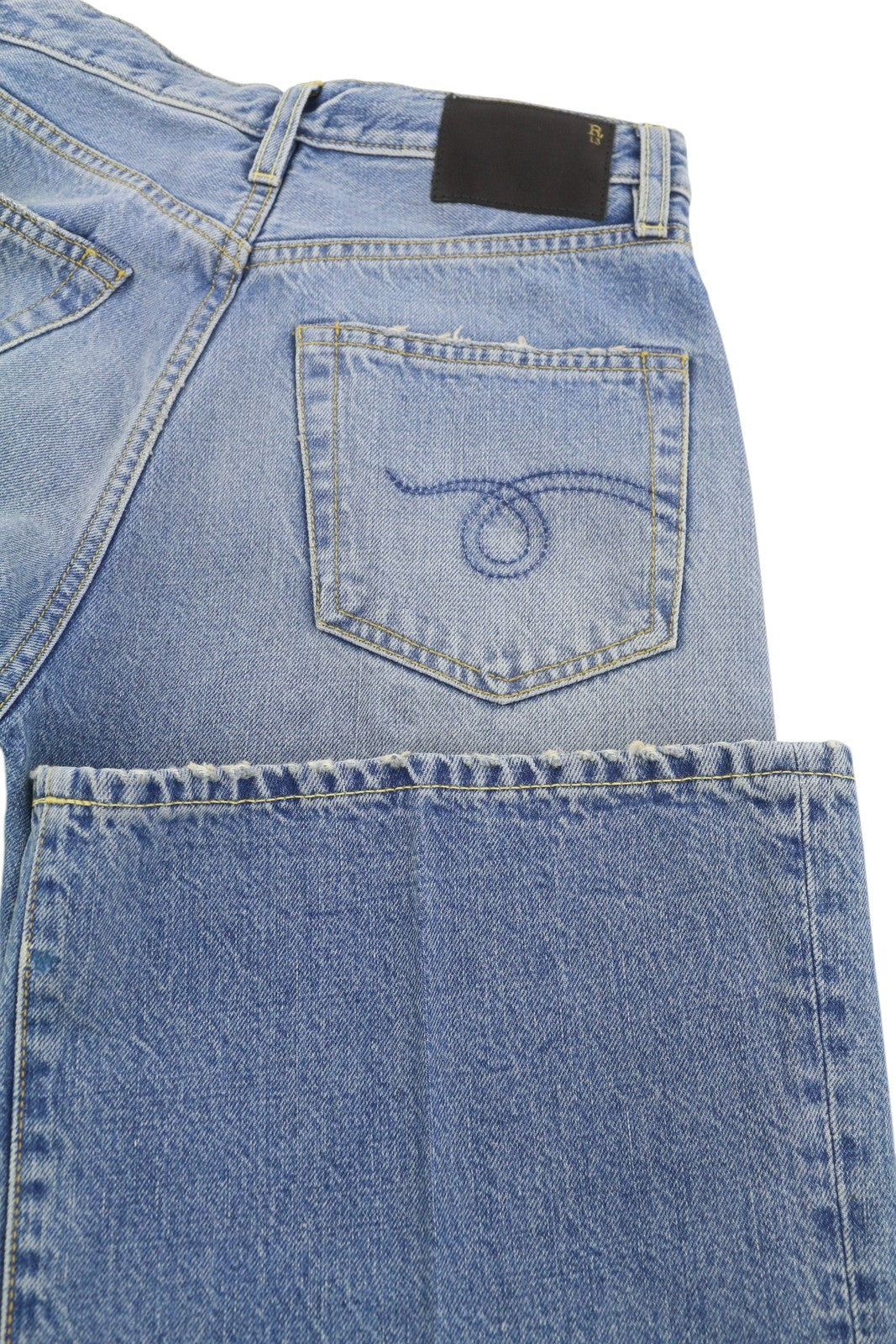 R13 Charlotte Women Jeans 25 Merrin Blue Faded Flared High Rise PF25 RRP795