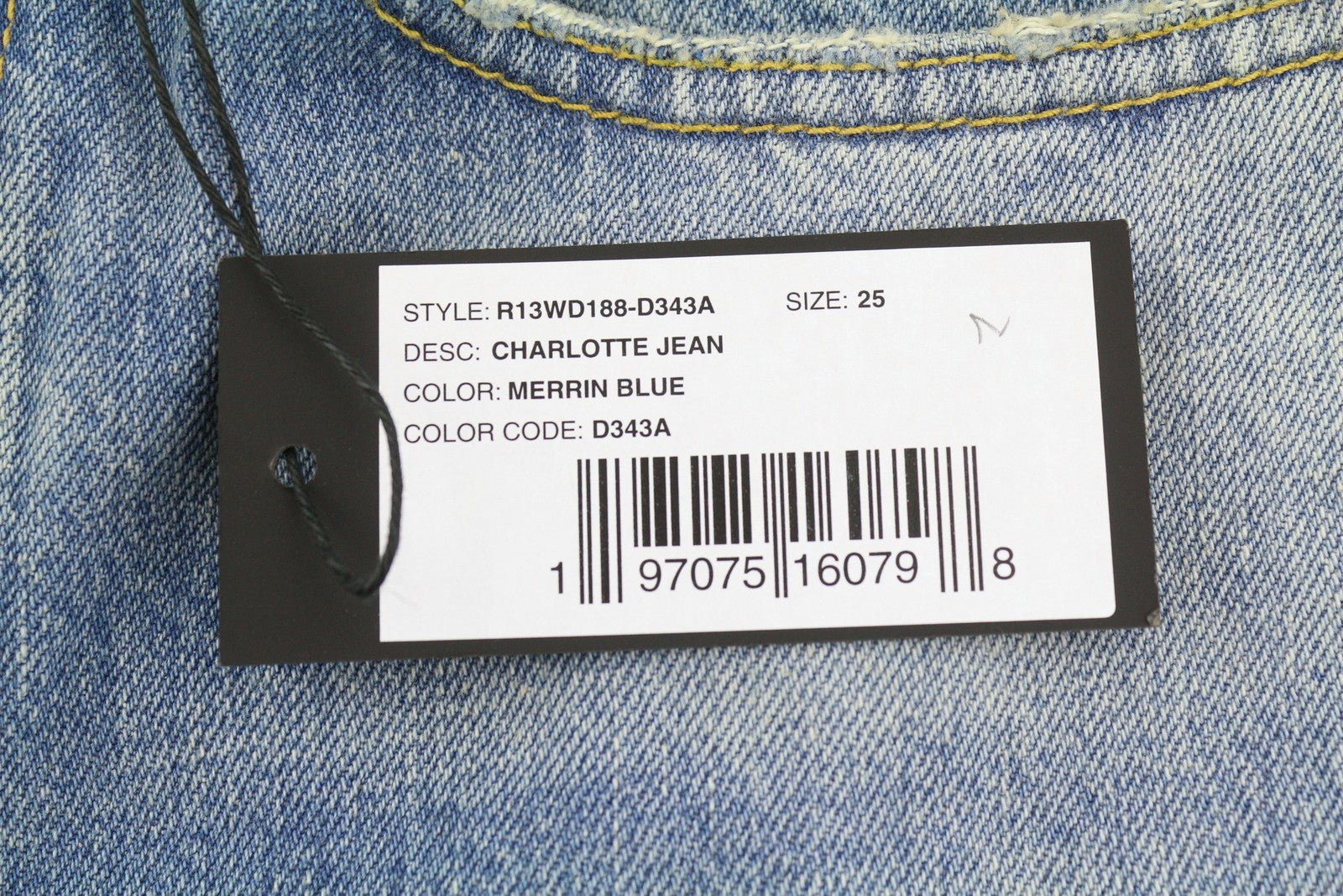 R13 Charlotte Women Jeans 25 Merrin Blue Faded Flared High Rise PF25 RRP795