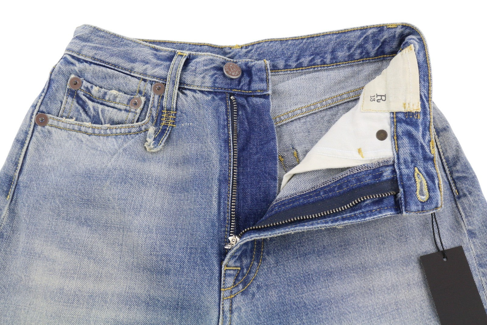 R13 Charlotte Women Jeans 26 Merrin Blue Faded Flared High Rise PF25 RRP795