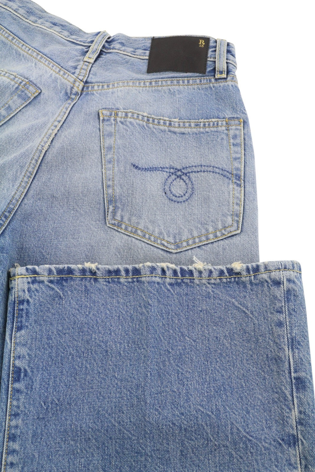 R13 Charlotte Women Jeans 26 Merrin Blue Faded Flared High Rise PF25 RRP795