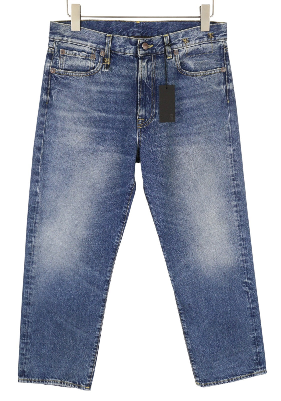 R13 Romeo Women Jeans 29 Kutton Blue Whiskers Faded Cropped Straight Fit FW25