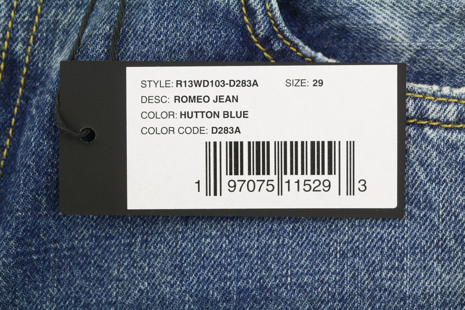 R13 Romeo Women Jeans 29 Kutton Blue Whiskers Faded Cropped Straight Fit FW25