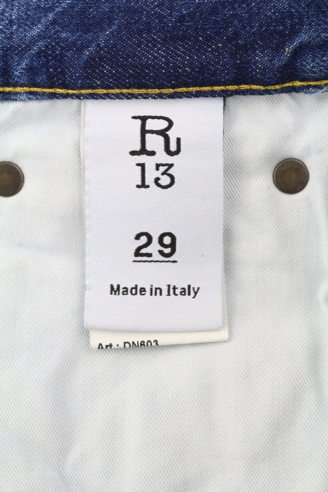 R13 Romeo Women Jeans 29 Kutton Blue Whiskers Faded Cropped Straight Fit FW25