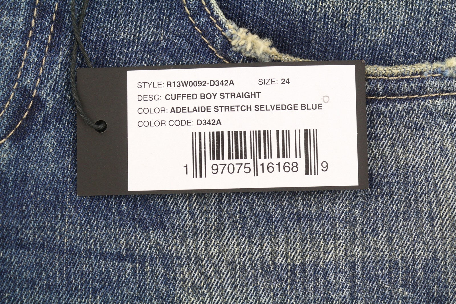 R13 Cuffed Boy Straight Women Jeans 24 Adelaide Stretch Selvedge Limited PF25