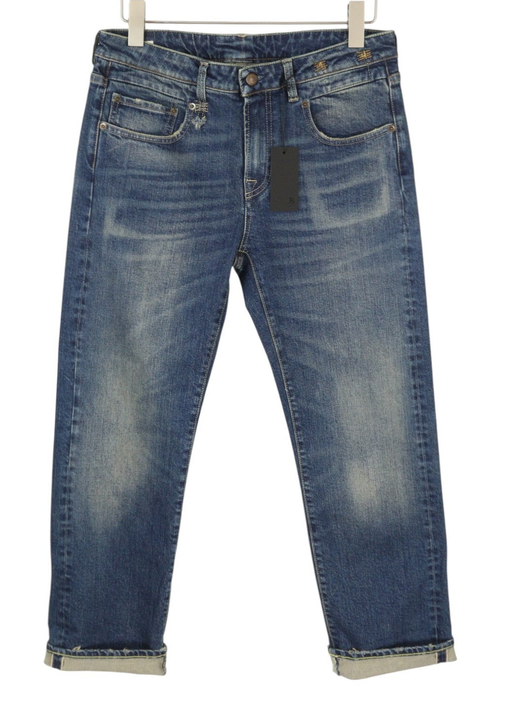 R13 Cuffed Boy Straight Women Jeans 30 Adelaide Stretch Selvedge Limited PF25