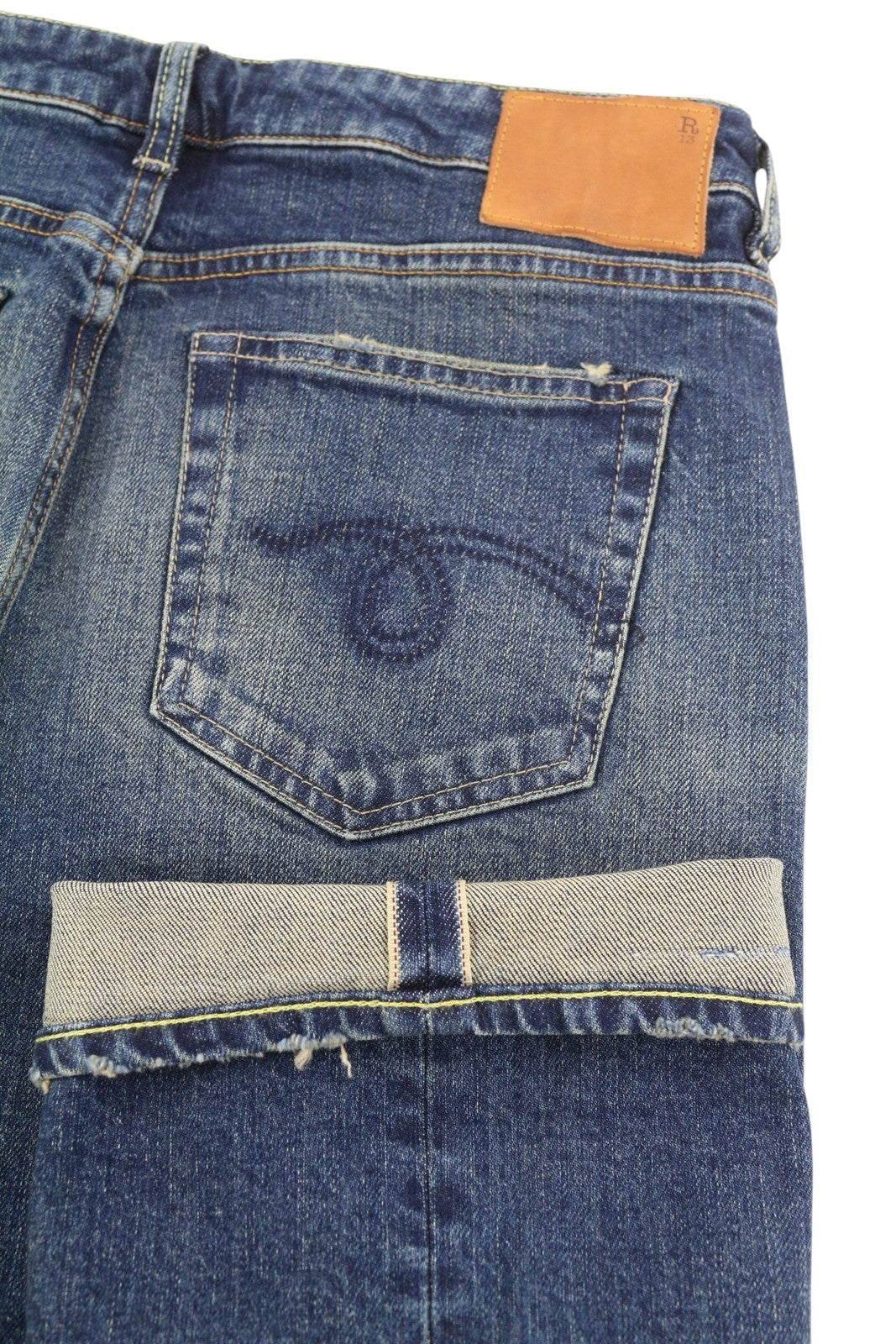 R13 Cuffed Boy Straight Women Jeans 30 Adelaide Stretch Selvedge Limited PF25