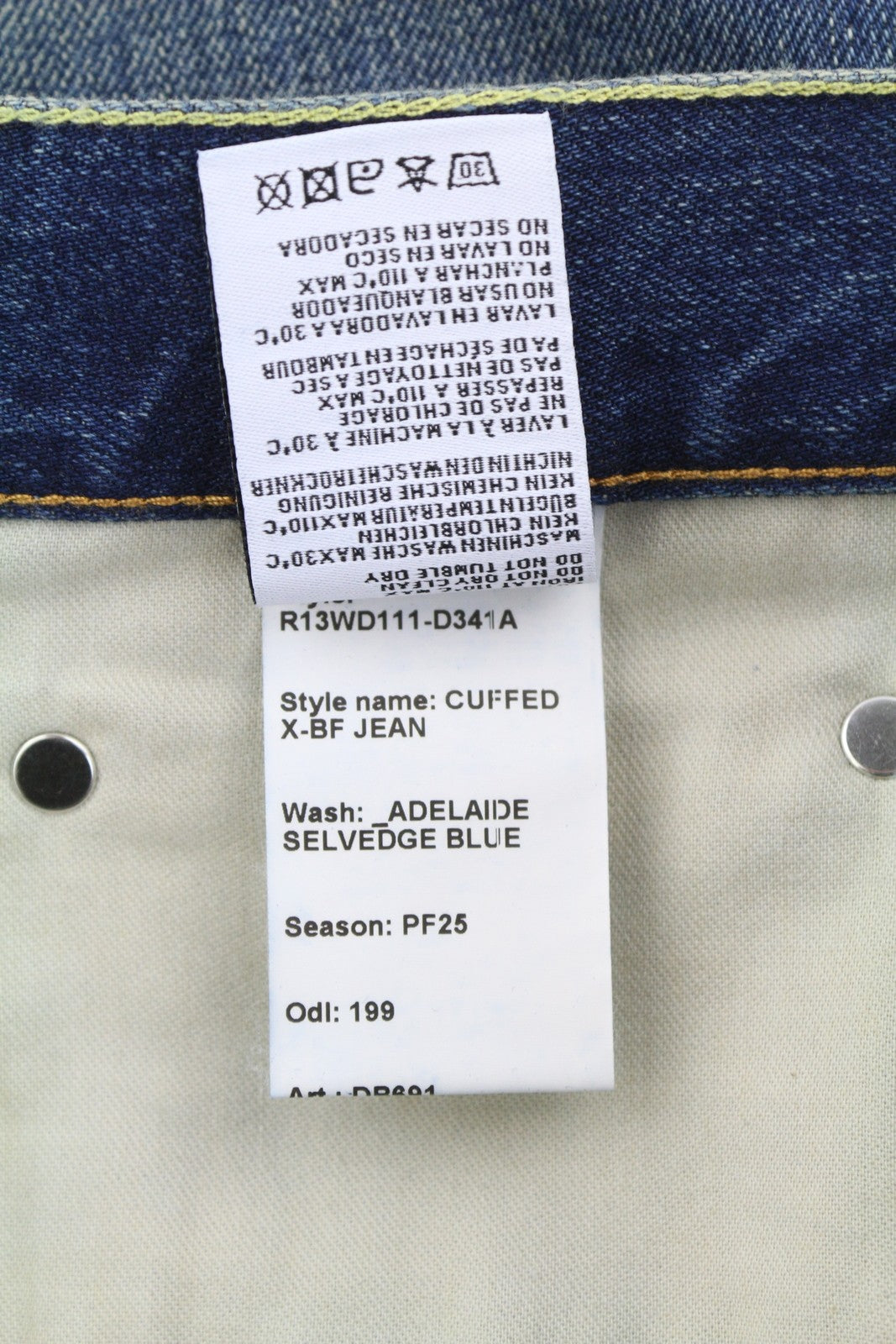 R13 Cuffed X-BF Women Jeans 30 Adelaide Selvedge Blue Limited Edition RRP950