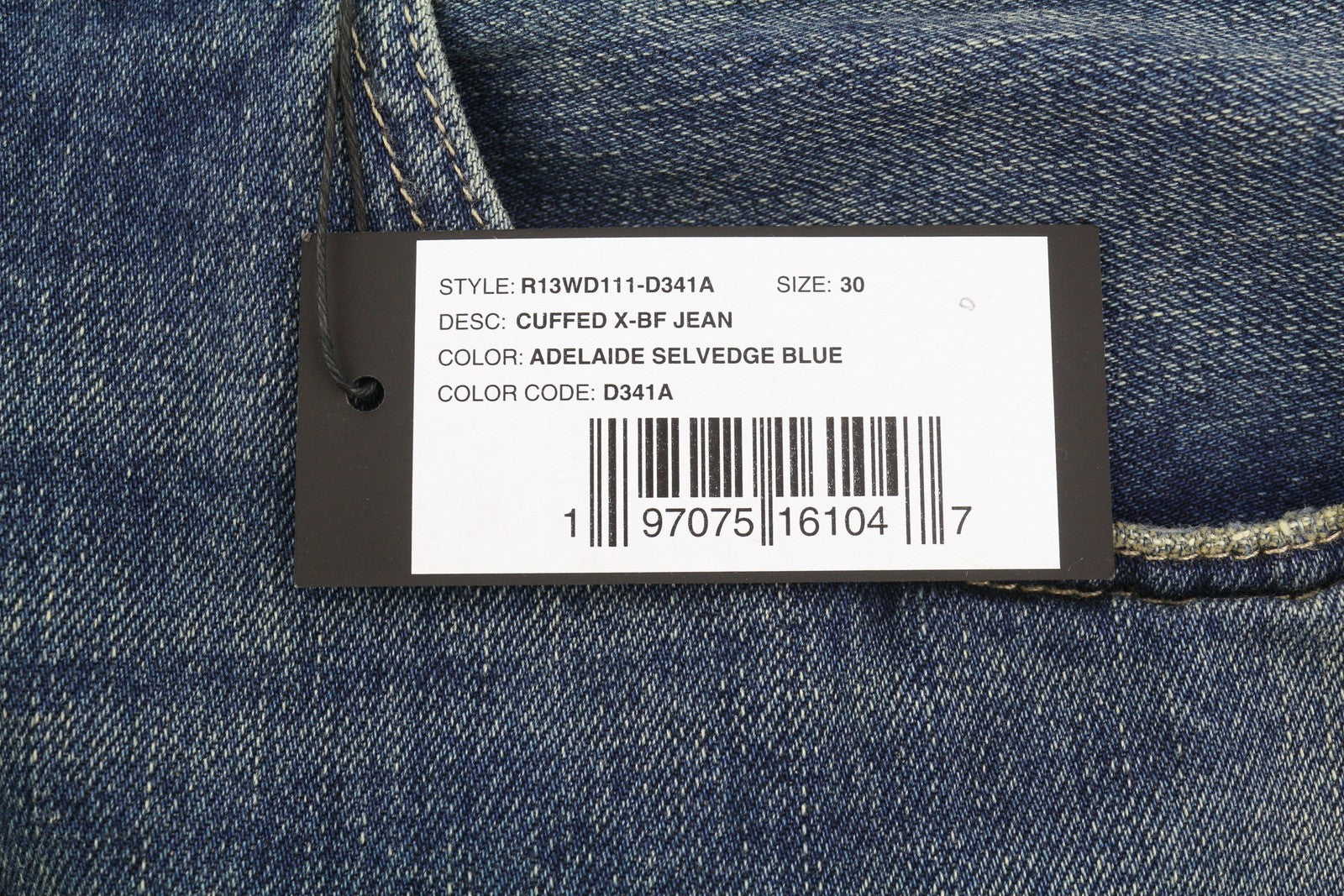 R13 Cuffed X-BF Women Jeans 30 Adelaide Selvedge Blue Limited Edition RRP950