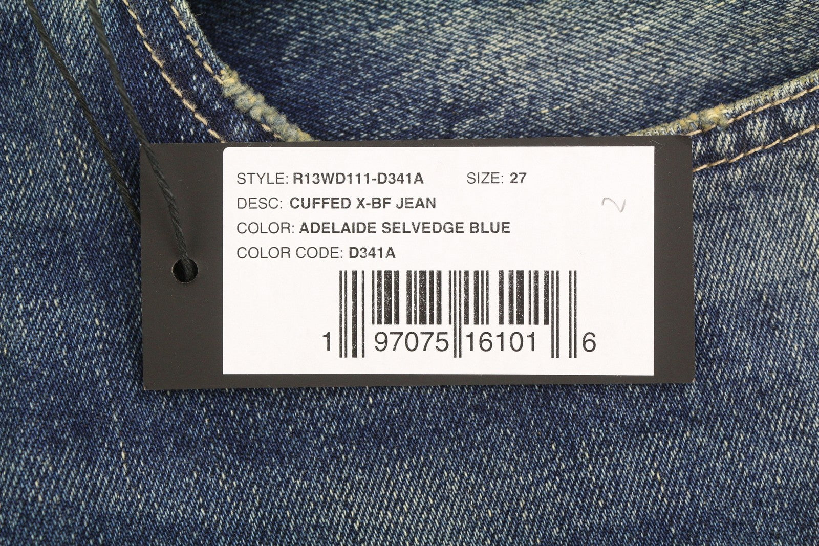 R13 Cuffed X-BF Women Jeans 27 Adelaide Selvedge Blue Limited Edition RRP950