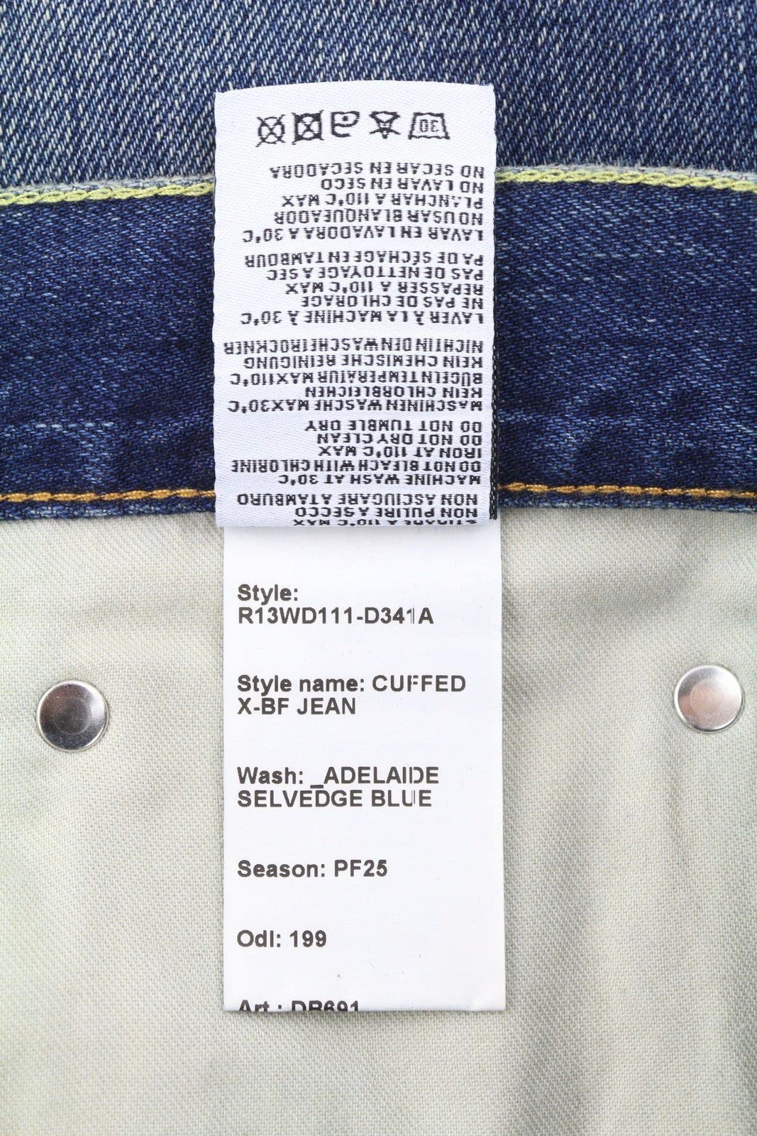 R13 Cuffed X-BF Women Jeans 26 Adelaide Selvedge Blue Limited Edition RRP950