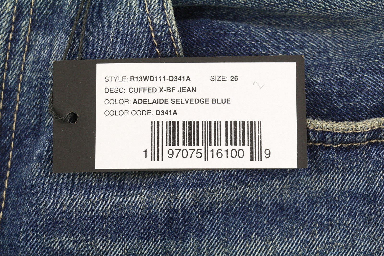 R13 Cuffed X-BF Women Jeans 26 Adelaide Selvedge Blue Limited Edition RRP950