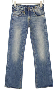 R13 Boy Flare Women Jeans 25 Kelly Stretch Flare Faded Whiskers Blue PF25 RRP645