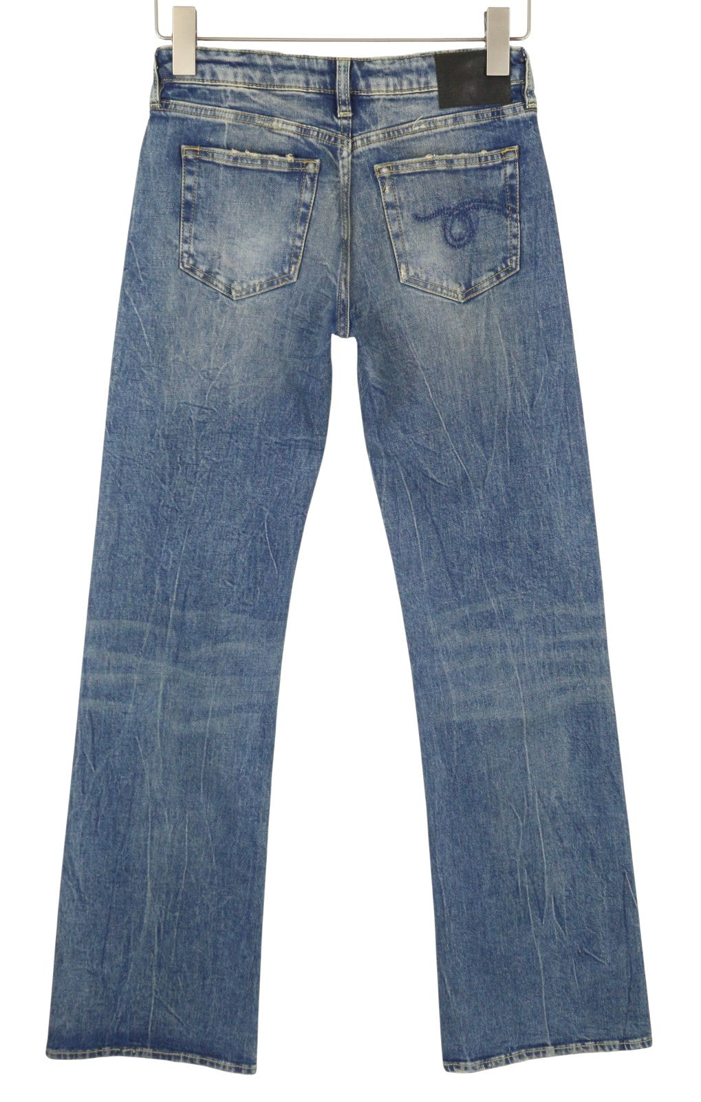 R13 Boy Flare Women Jeans 25 Kelly Stretch Flare Faded Whiskers Blue PF25 RRP645