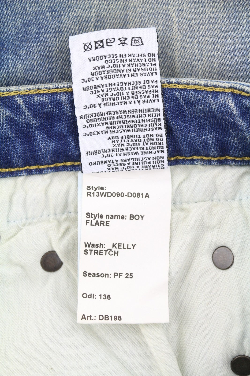 R13 Boy Flare Women Jeans 25 Kelly Stretch Flare Faded Whiskers Blue PF25 RRP645