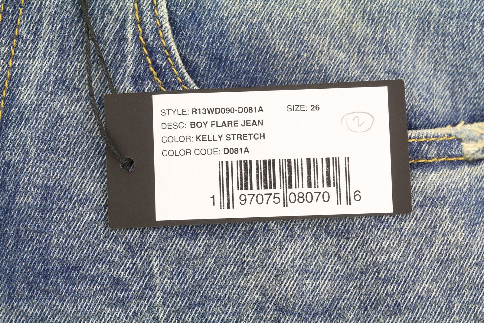 R13 Boy Flare Women Jeans 26 Kelly Stretch Flare Faded Whiskers PF25 RRP645