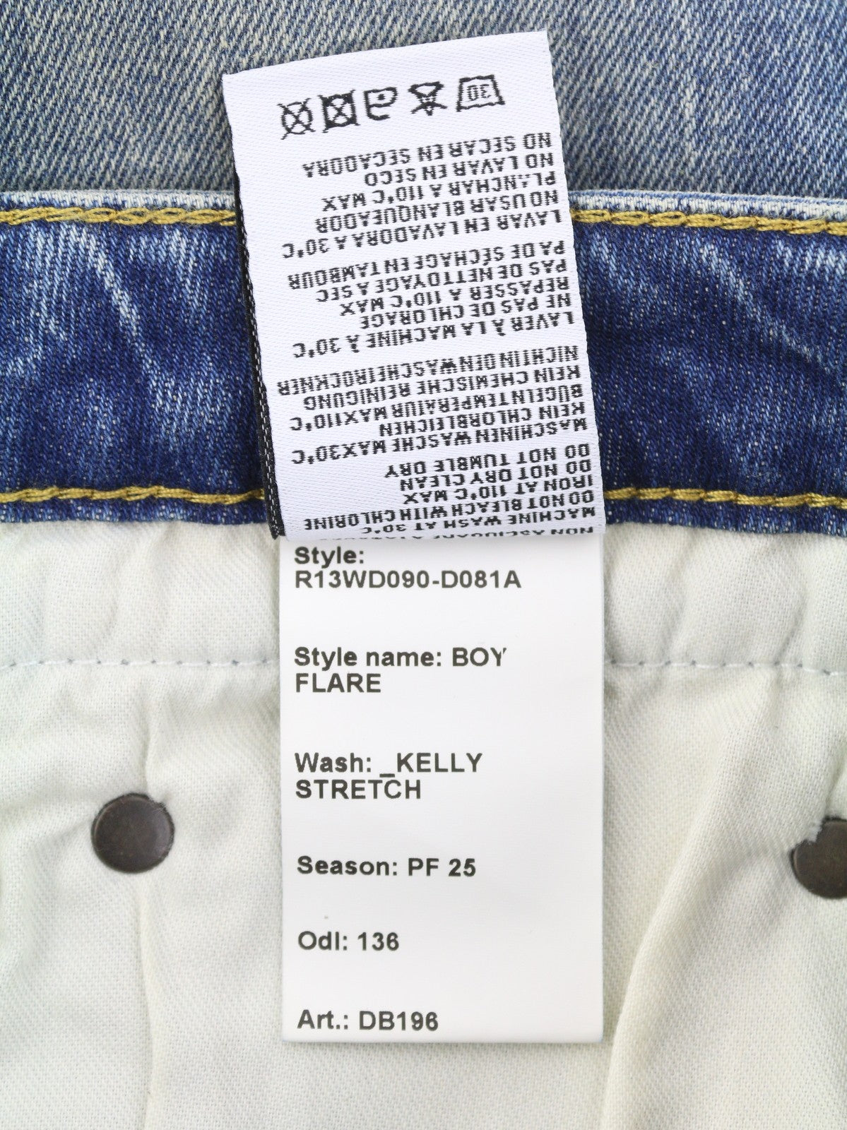 R13 Boy Flare Women Jeans 26 Kelly Stretch Flare Faded Whiskers PF25 RRP645