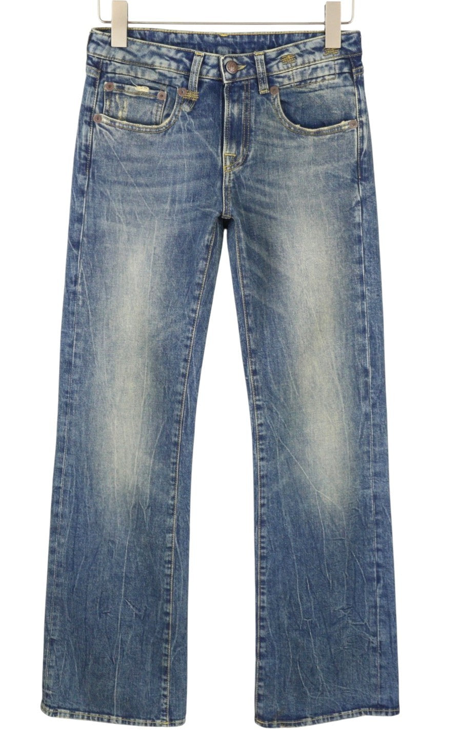 R13 Boy Flare Women Jeans 26 Kelly Stretch Flare Faded Whiskers Blue PF25 RRP645