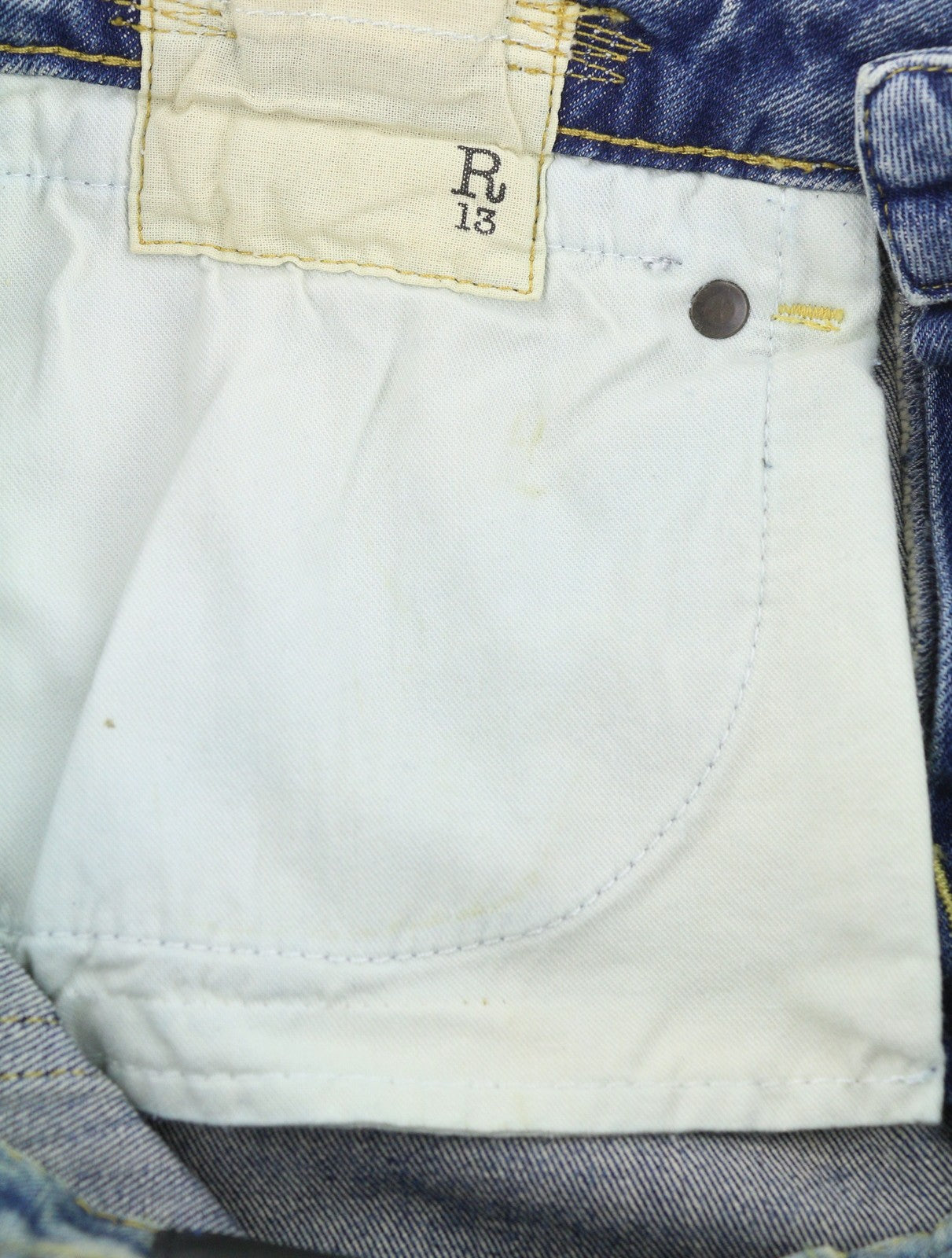 R13 Boy Flare Women Jeans 26 Kelly Stretch Flare Faded Whiskers Blue PF25 RRP645