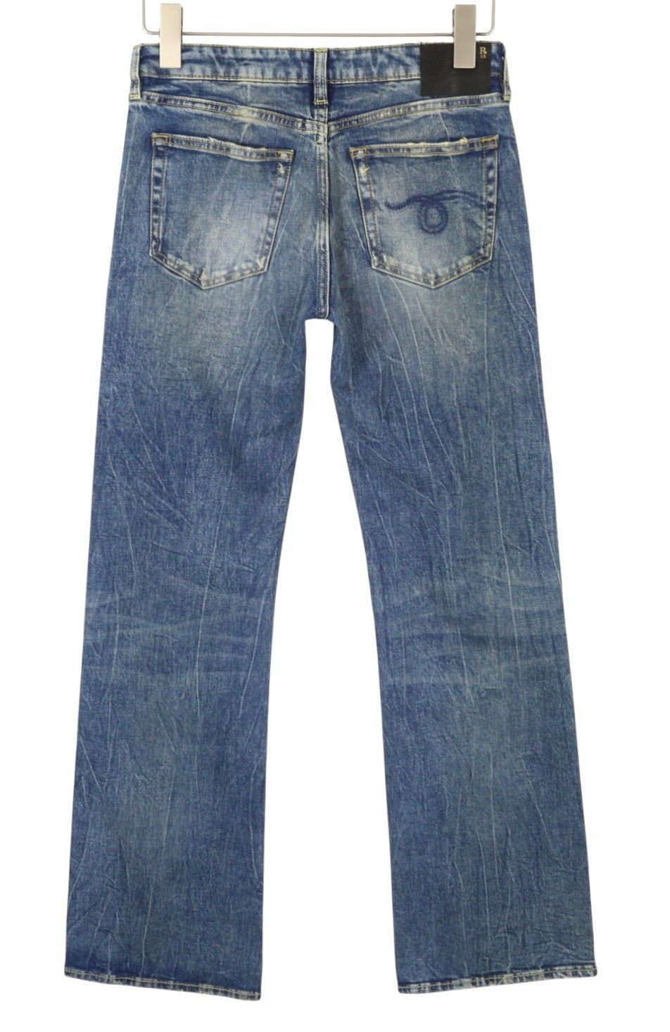 R13 Boy Flare Women Jeans 26 Kelly Stretch Flare Faded Whiskers Blue PF25 RRP645