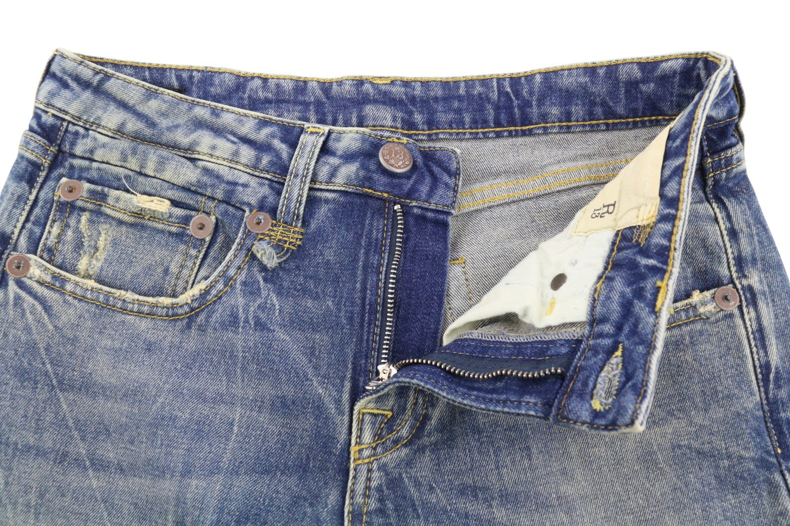 R13 Boy Flare Women Jeans 26 Kelly Stretch Flare Faded Whiskers Blue PF25 RRP645