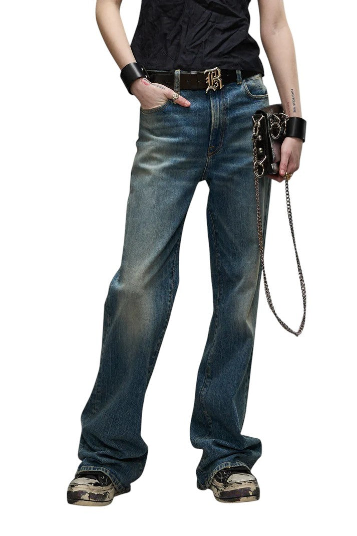 R13 Jane Women Jeans 24 Kelly Stretch Slim Flare Fit Faded Blue FW25 RRP645