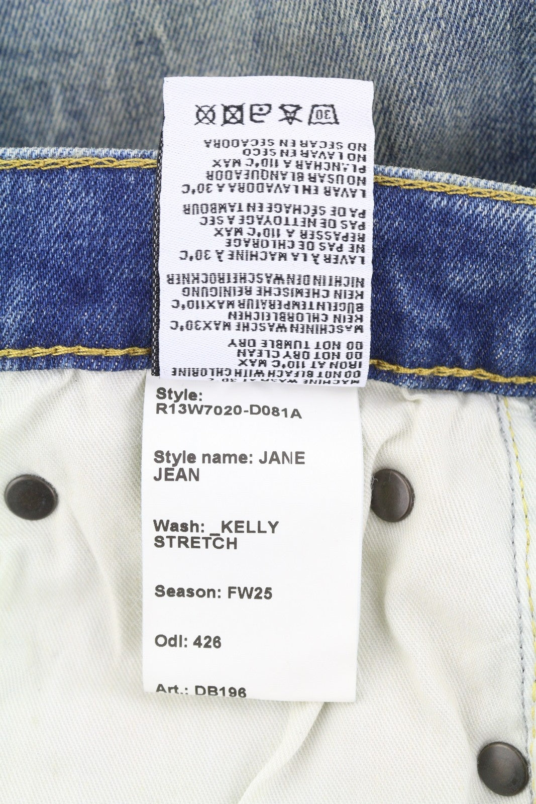 R13 Jane Women Jeans 24 Kelly Stretch Slim Flare Fit Faded Blue FW25 RRP645