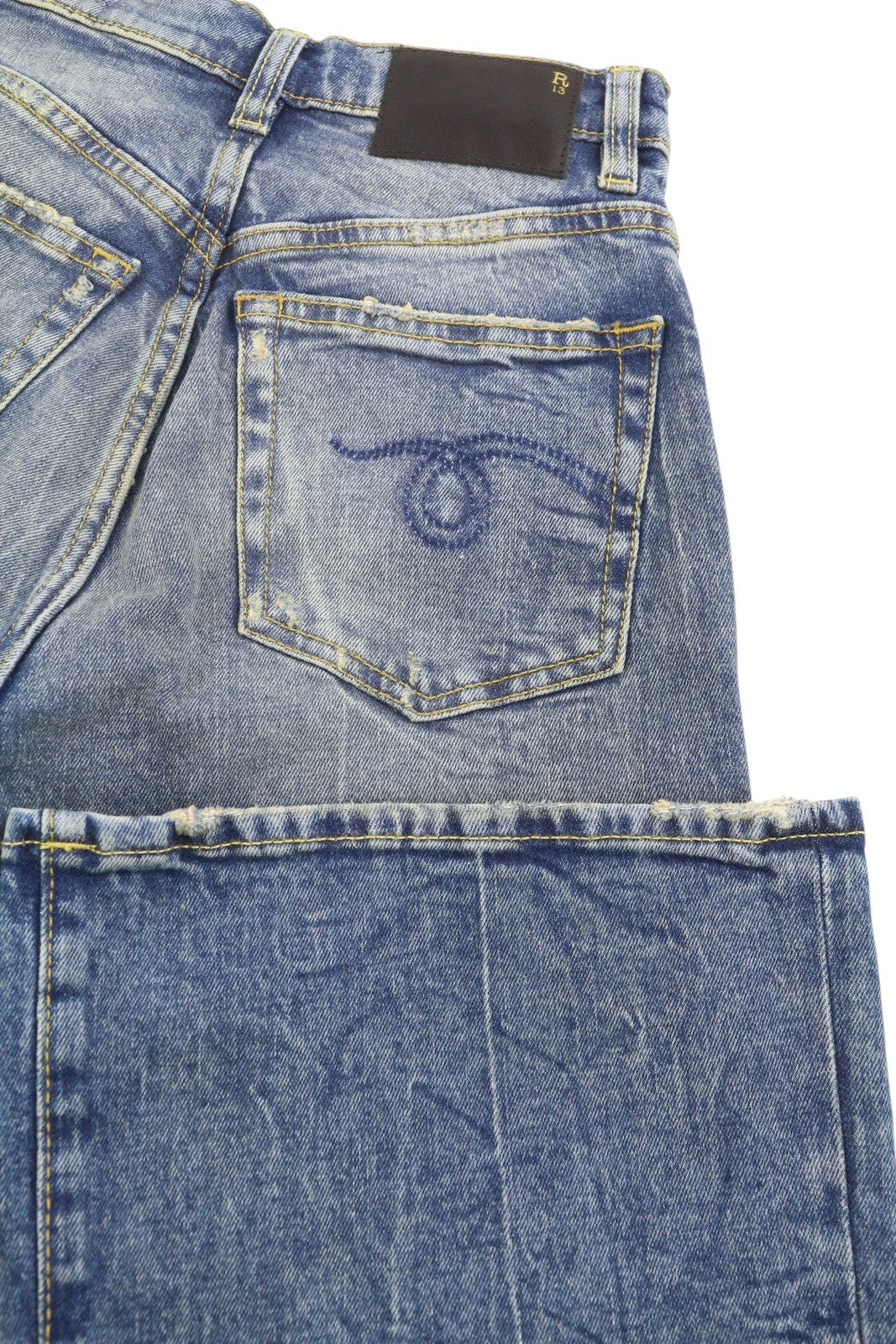 R13 Jane Women Jeans 24 Kelly Stretch Slim Flare Fit Faded Blue FW25 RRP645