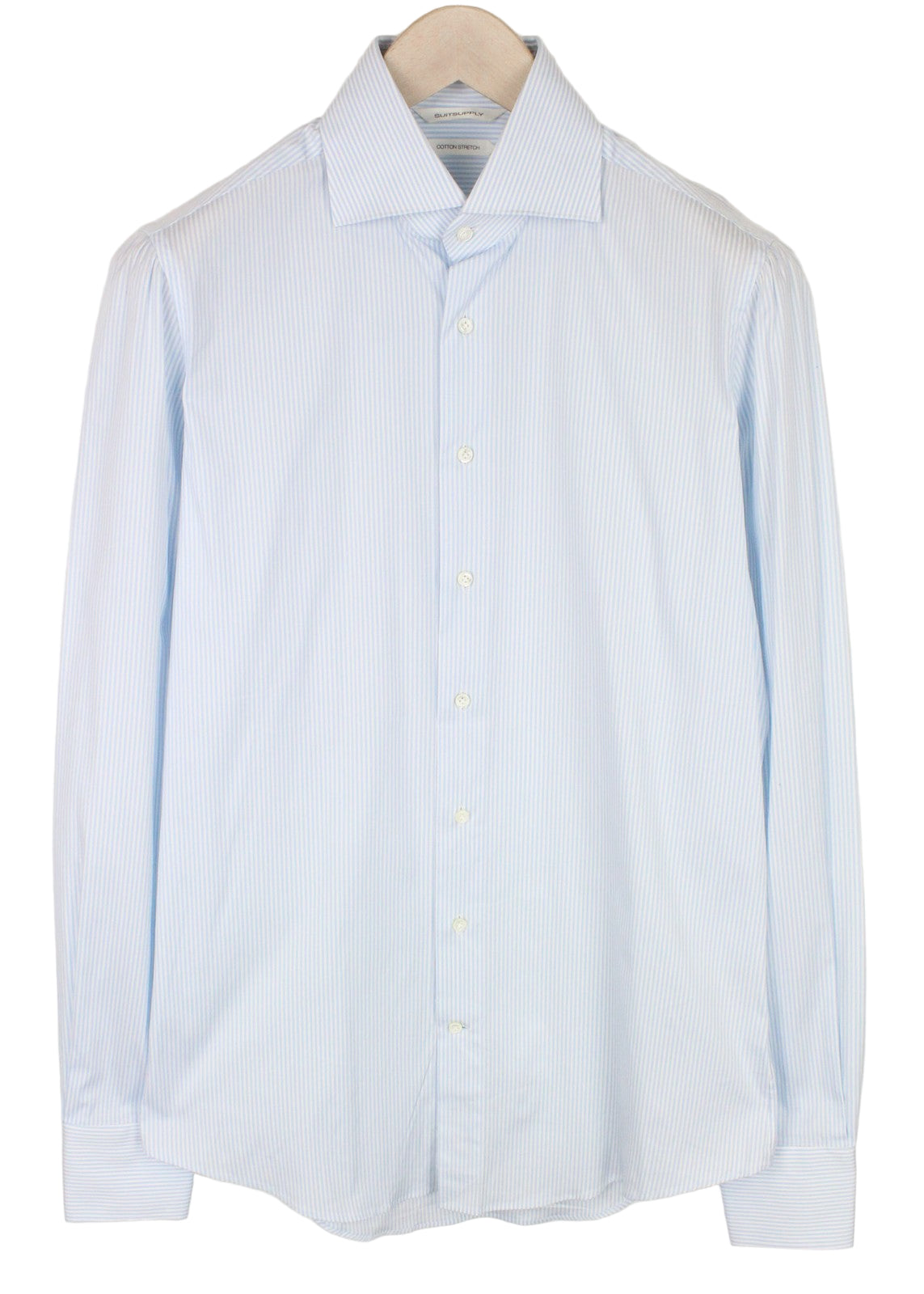 SUITSUPPLY Men's Formal Shirt 39L/15 1/2L Extra Slim Blue Cotton Striped Long