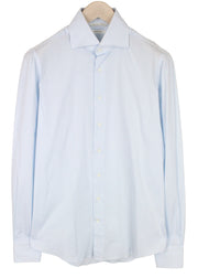 SUITSUPPLY Men's Formal Shirt 39L/15 1/2L Extra Slim Blue Cotton Striped Long