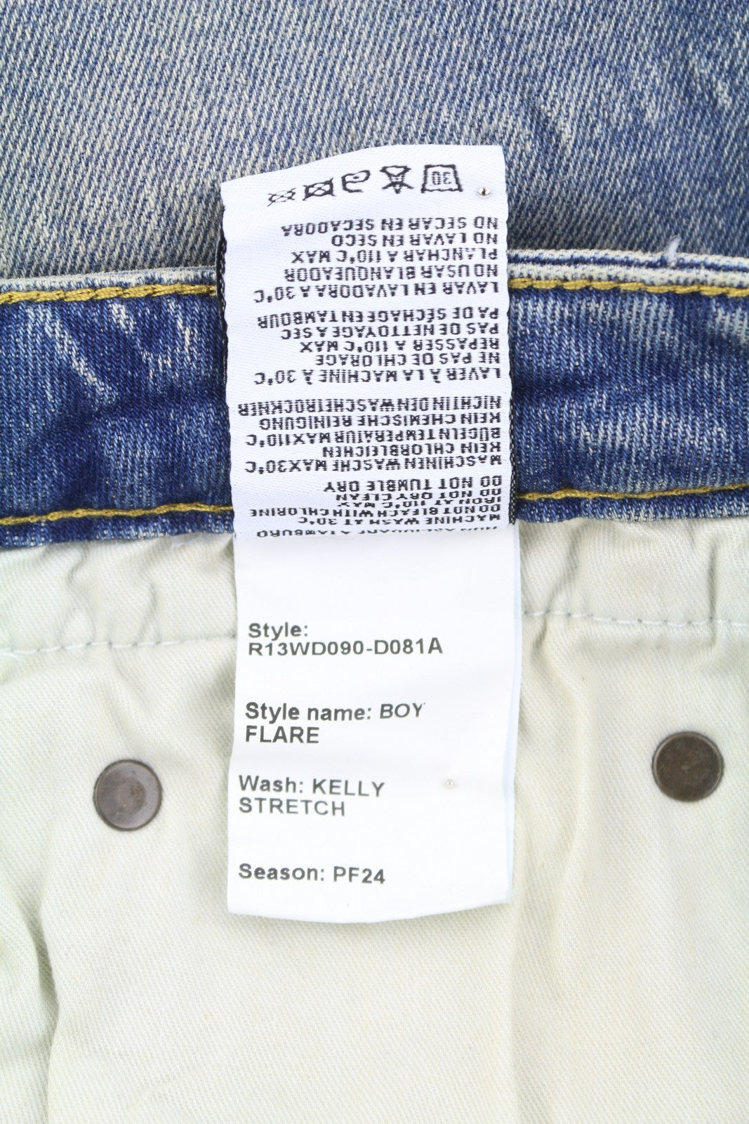 R13 Boy Flare Women Jeans 26 Kelly Stretch Flare Faded Whiskers Blue RRP645