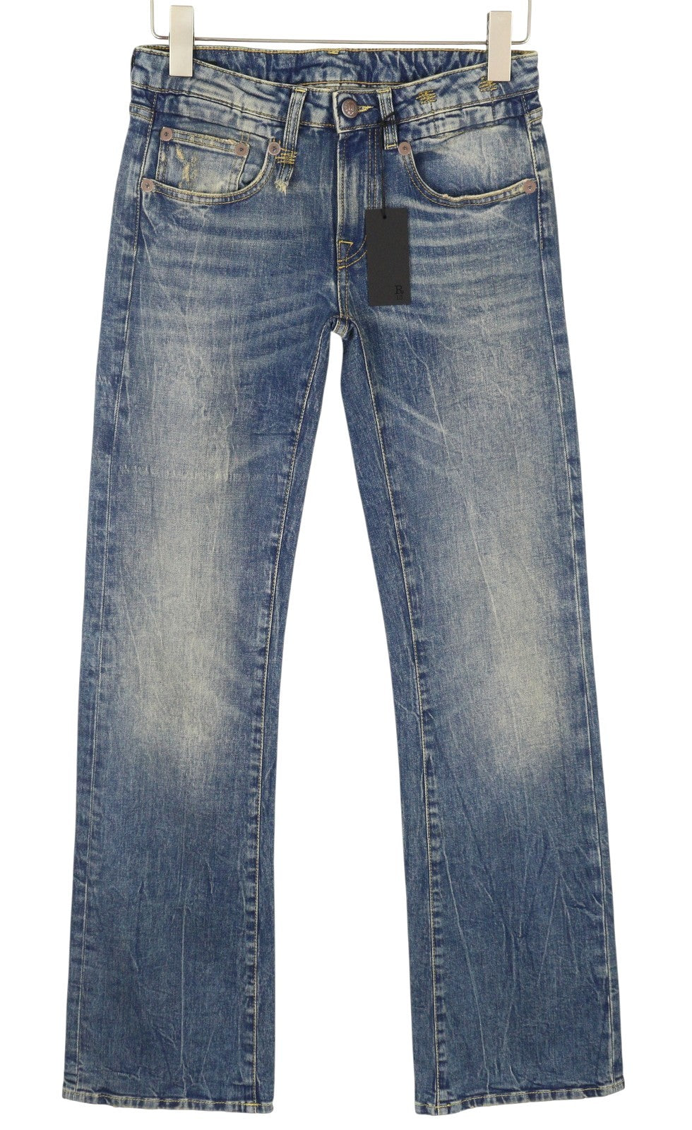 R13 Boy Flare Women Jeans 26 Kelly Stretch Flare Faded Whiskers Blue RRP645