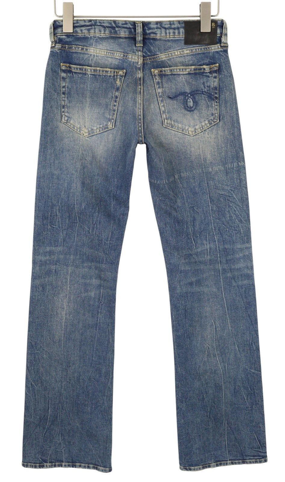 R13 Boy Flare Women Jeans 26 Kelly Stretch Flare Faded Whiskers Blue RRP645