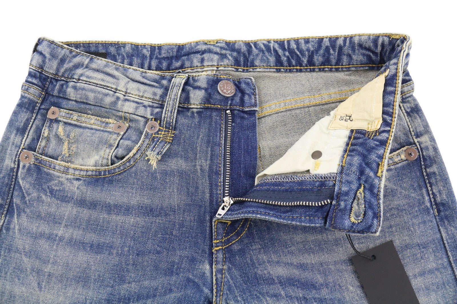 R13 Boy Flare Women Jeans 26 Kelly Stretch Flare Faded Whiskers Blue RRP645