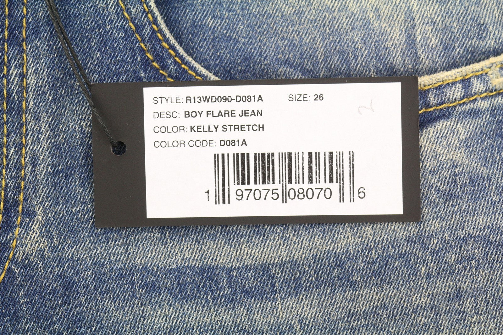 R13 Boy Flare Women Jeans 26 Kelly Stretch Flare Faded Whiskers Blue RRP645