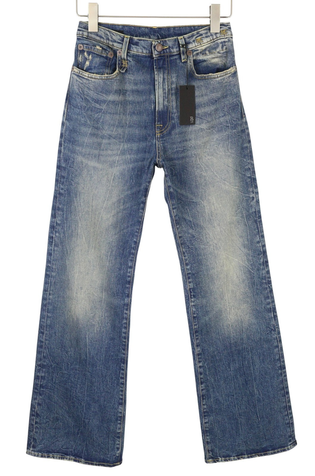 R13 Jane Women Jeans 27 Kelly Stretch Slim Flare Fit Faded Blue PF25 RRP645