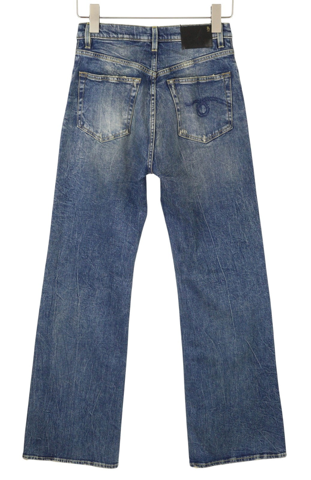 R13 Jane Women Jeans 27 Kelly Stretch Slim Flare Fit Faded Blue PF25 RRP645