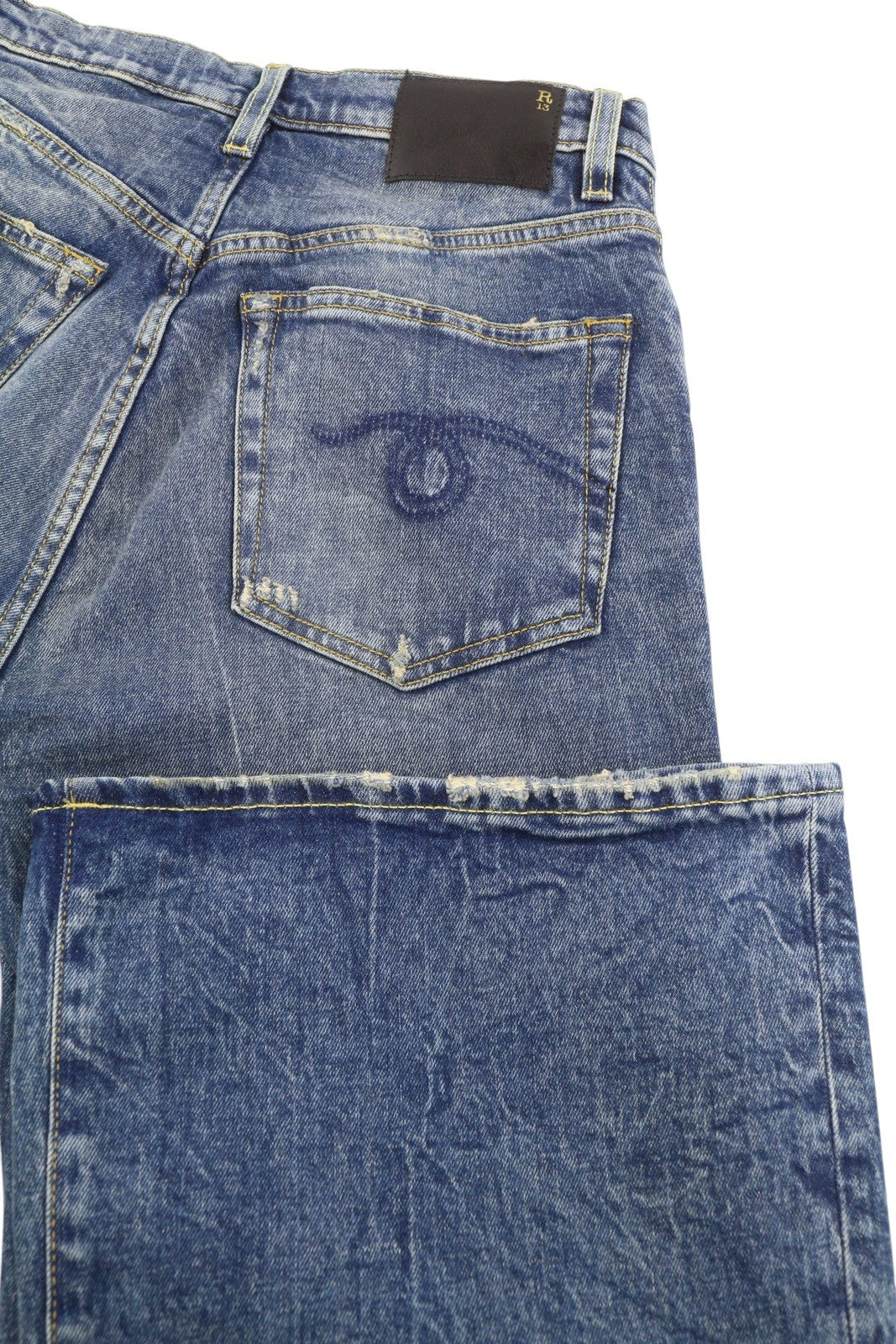 R13 Jane Women Jeans 27 Kelly Stretch Slim Flare Fit Faded Blue PF25 RRP645