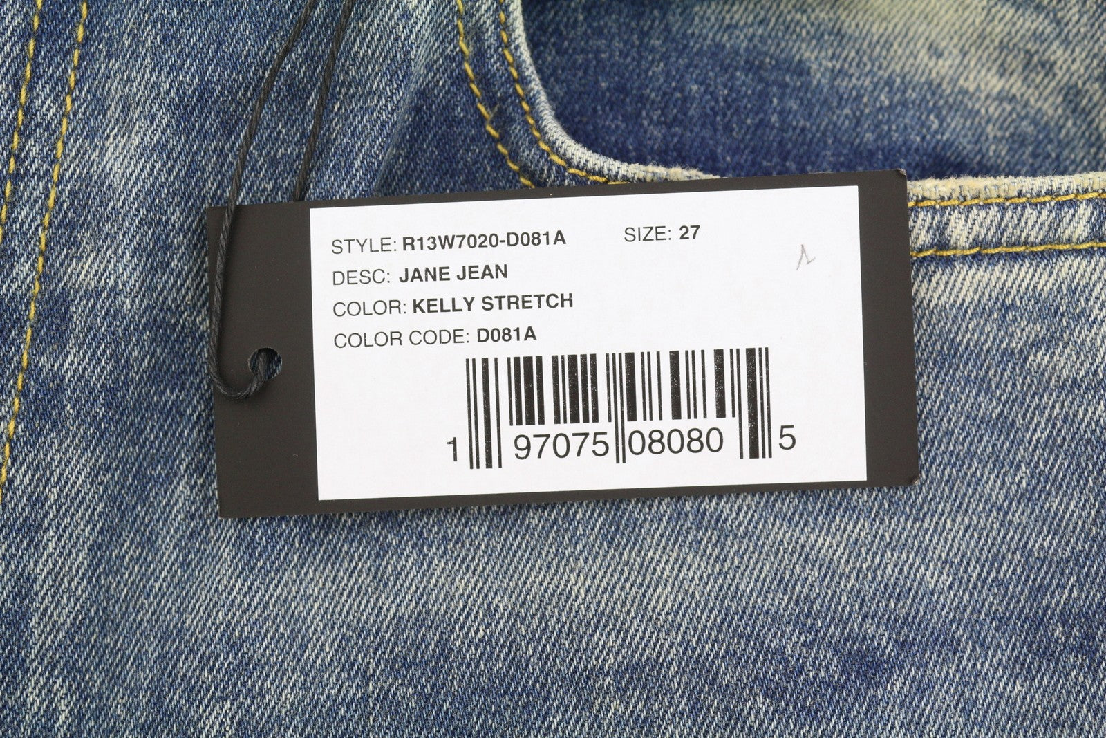 R13 Jane Women Jeans 27 Kelly Stretch Slim Flare Fit Faded Blue PF25 RRP645