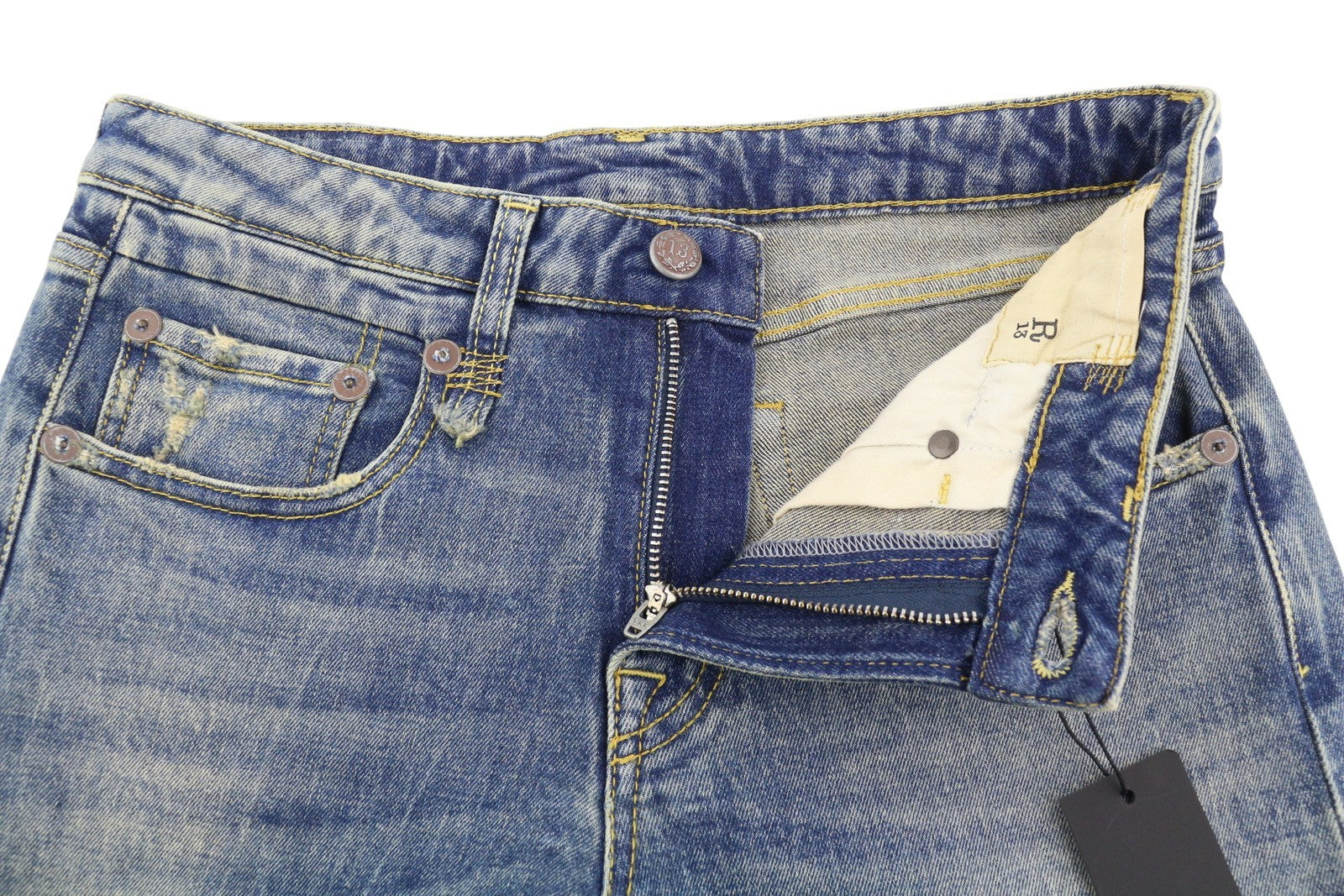 R13 Boy Flare Women Jeans 26 Kelly Stretch Flare Faded Whiskers Blue SS25 RRP645