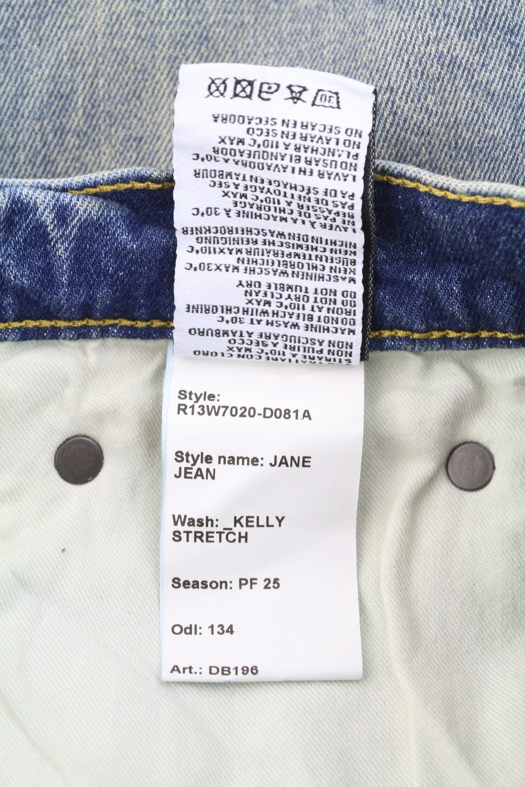 R13 Jane Women Jeans 27 Kelly Stretch Slim Flare Leg Faded Blue PF25 RRP645