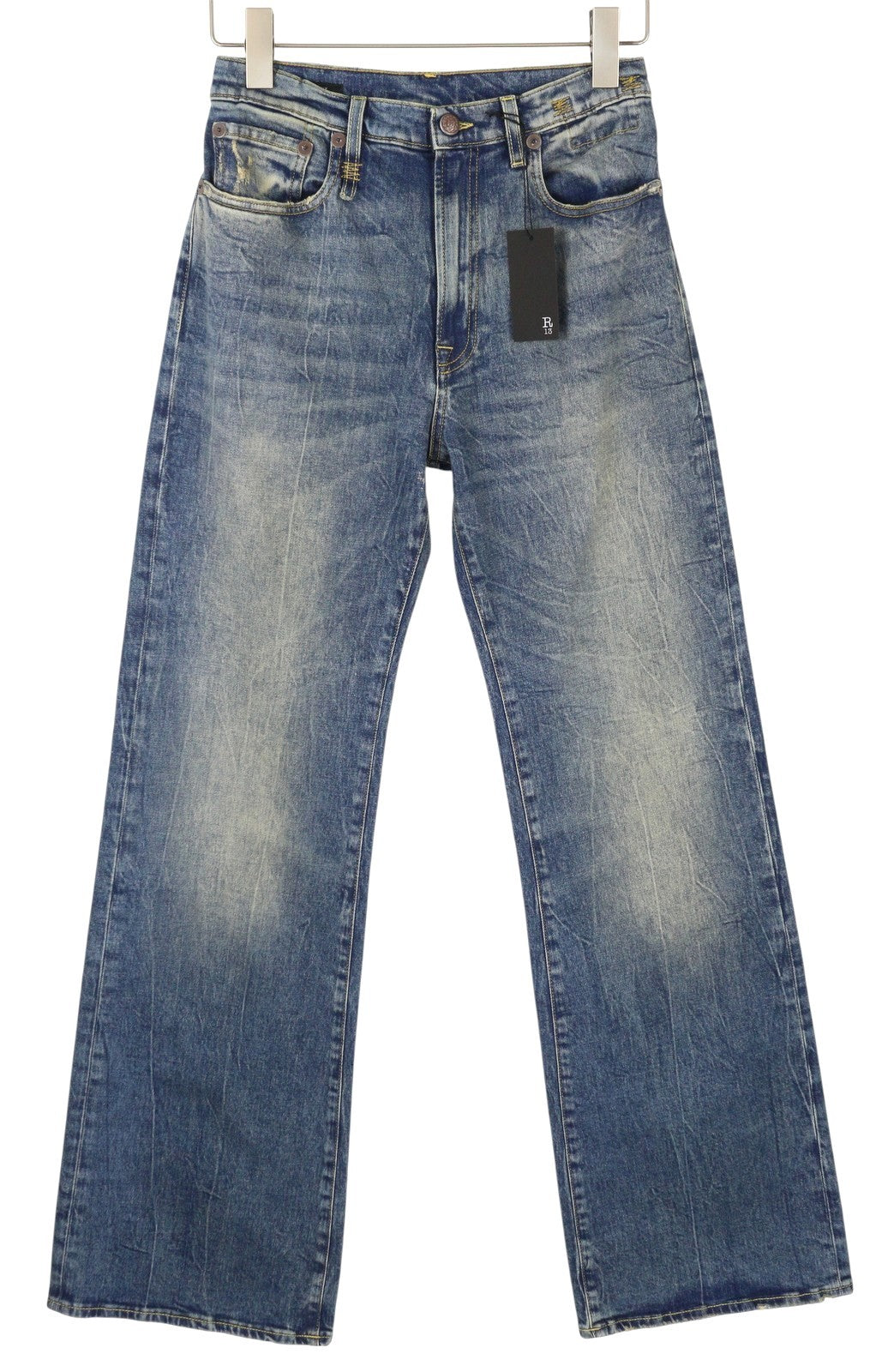 R13 Jane Women Jeans 27 Kelly Stretch Slim Flare Leg Faded Blue PF25 RRP645