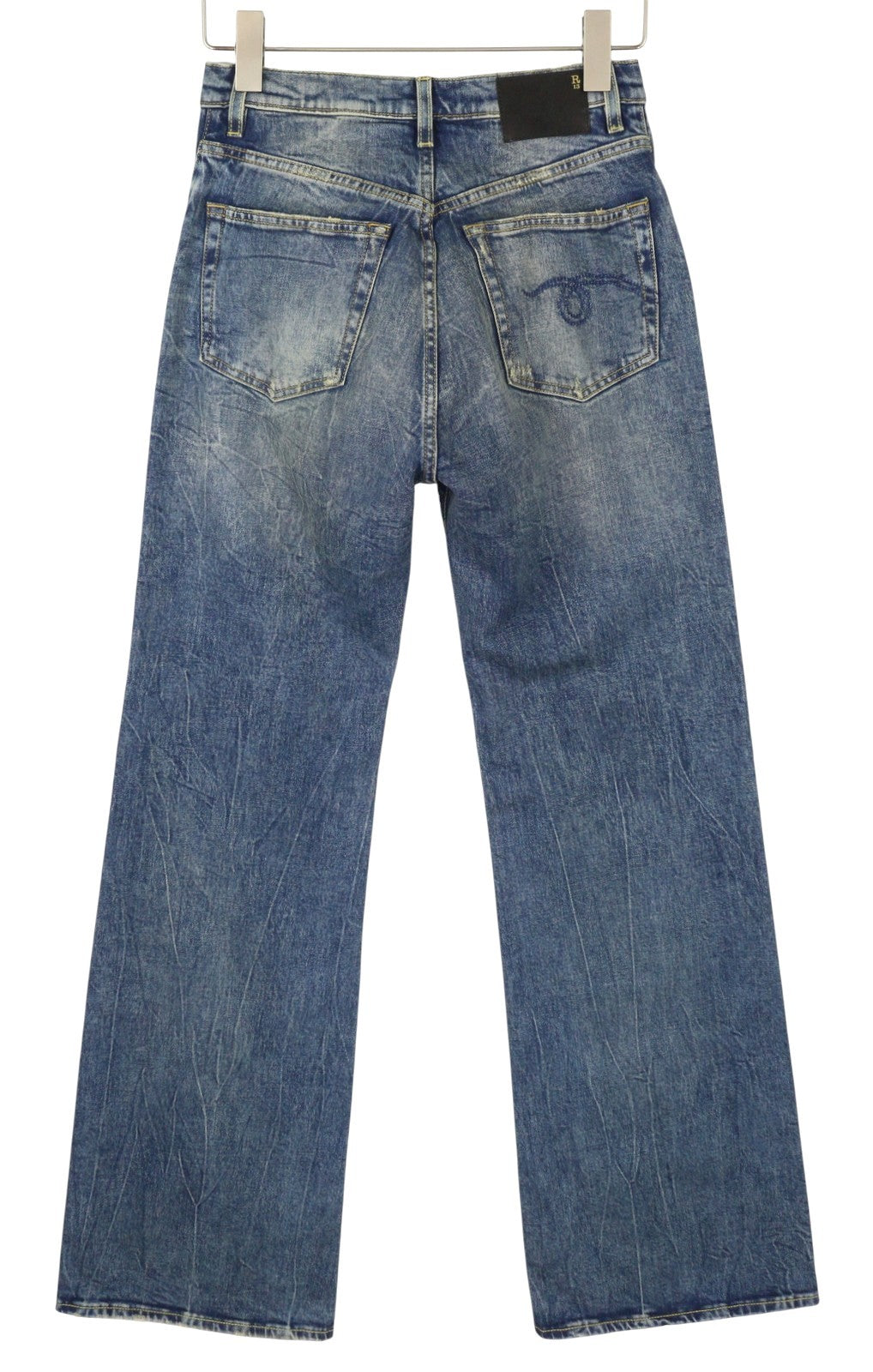 R13 Jane Women Jeans 27 Kelly Stretch Slim Flare Leg Faded Blue PF25 RRP645