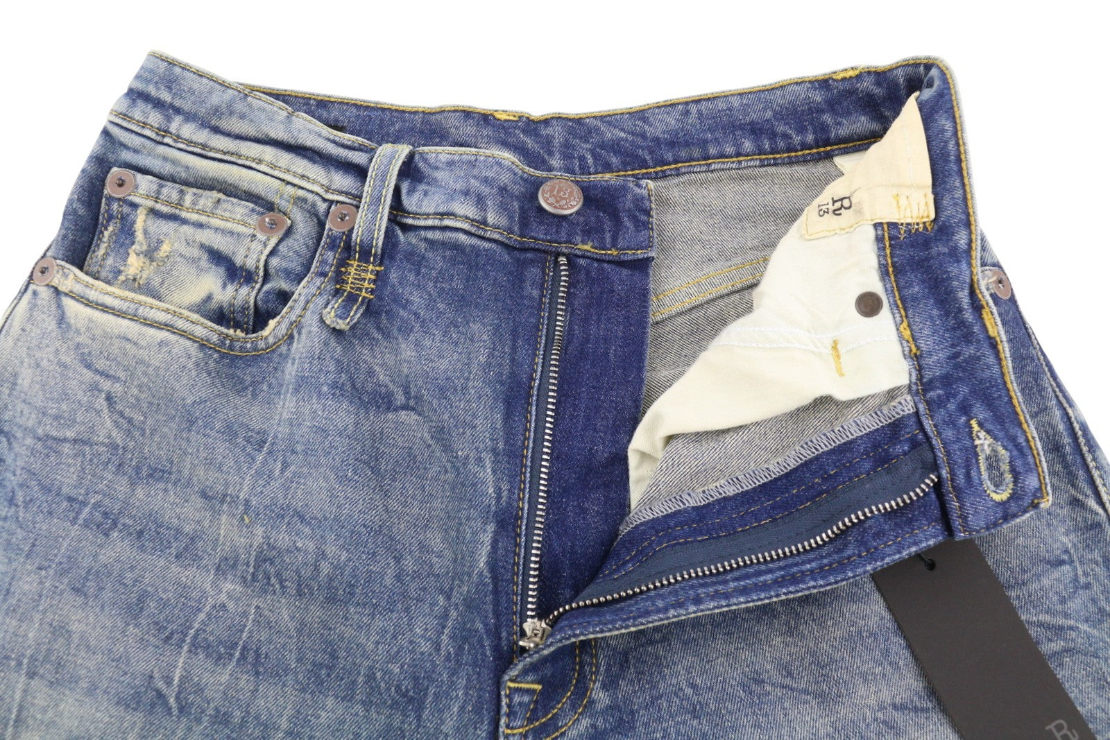 R13 Jane Women Jeans 27 Kelly Stretch Slim Flare Leg Faded Blue PF25 RRP645