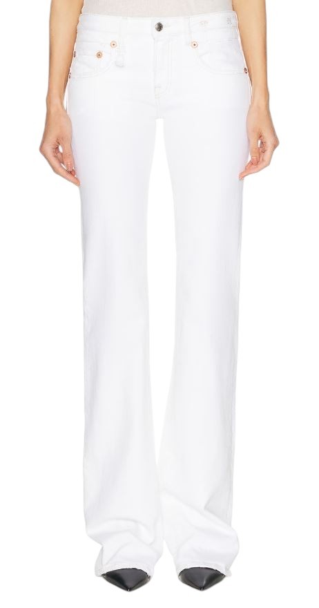 R13 Boy Flare Women Jeans 27 Aerin White Stretch Flared Fit Zip Fly Denim PF25