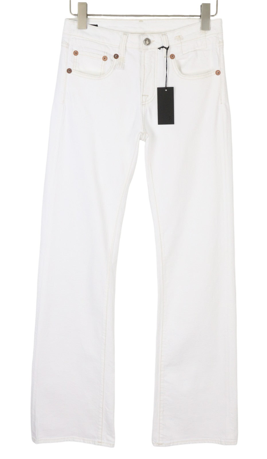 R13 Boy Flare Women Jeans 27 Aerin White Stretch Flared Fit Zip Fly Denim PF25