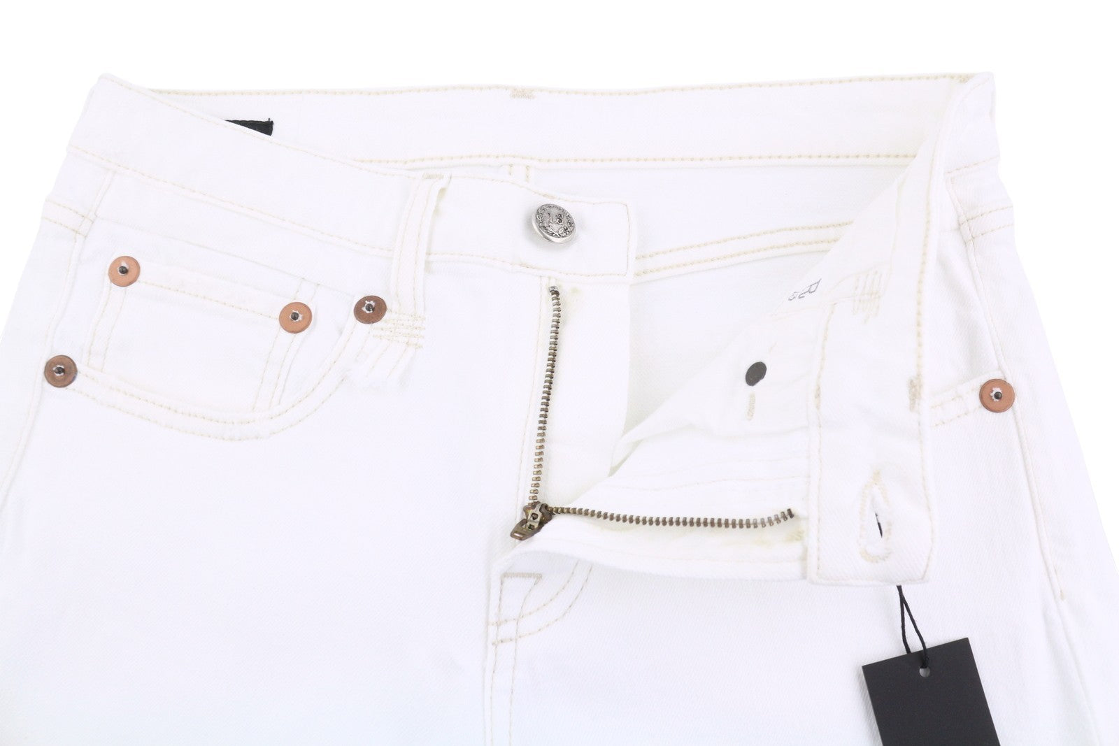 R13 Boy Flare Women Jeans 27 Aerin White Stretch Flared Fit Zip Fly Denim PF25