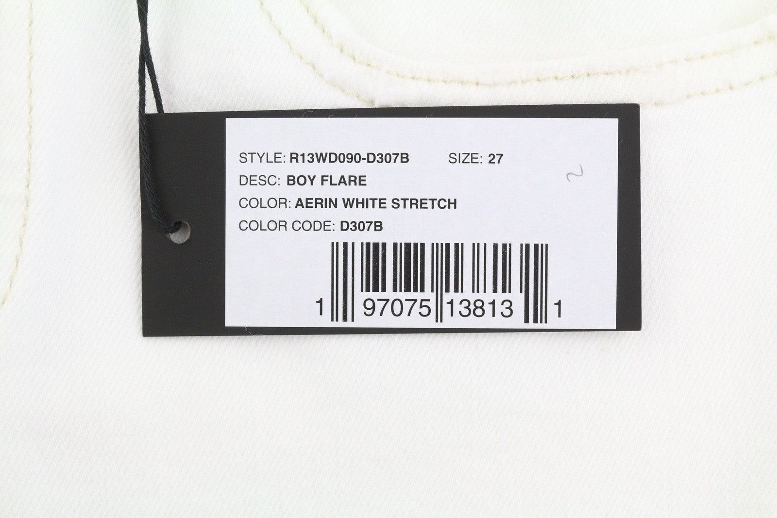 R13 Boy Flare Women Jeans 27 Aerin White Stretch Flared Fit Zip Fly Denim PF25