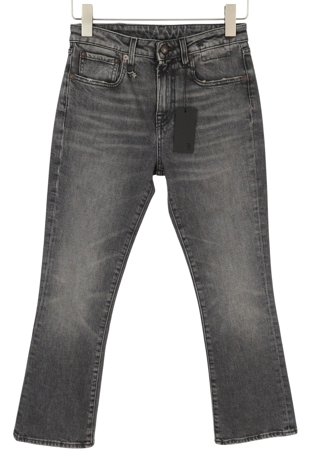 R13 Kick Fit Women Jeans 25 Leyton Black Stretch Faded Slim Straight FW25 RRP630