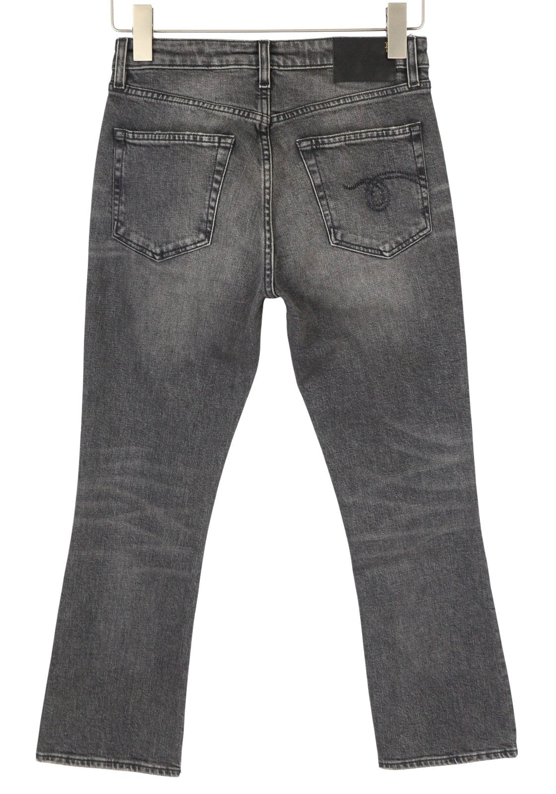 R13 Kick Fit Women Jeans 25 Leyton Black Stretch Faded Slim Straight FW25 RRP630