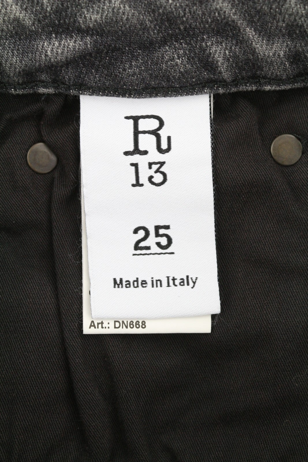 R13 Kick Fit Women Jeans 25 Leyton Black Stretch Faded Slim Straight FW25 RRP630